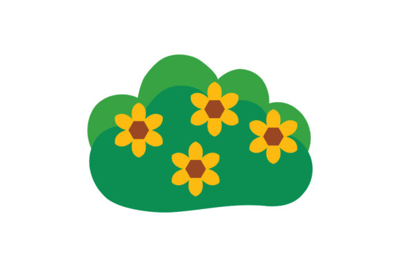 Spring Icon Flower Bushes: Digital Design Assets